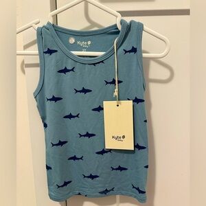 Kyte Baby Blue Sharks Toddler Tank Top 2T 100% Bamboo